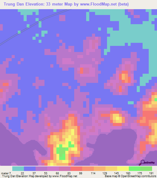 Trung Dan,Vietnam Elevation Map