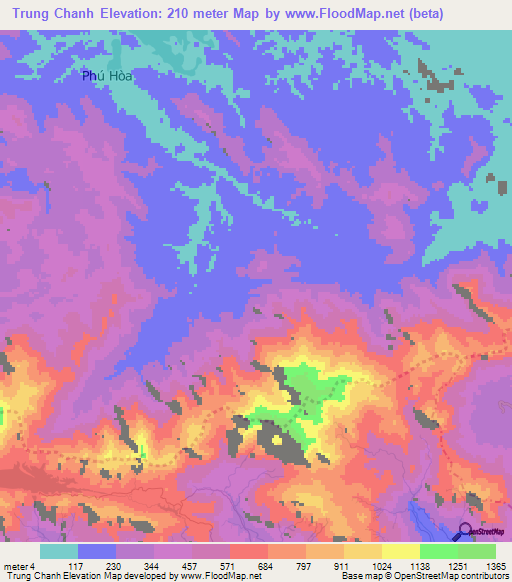 Trung Chanh,Vietnam Elevation Map