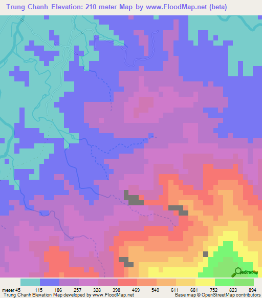 Trung Chanh,Vietnam Elevation Map