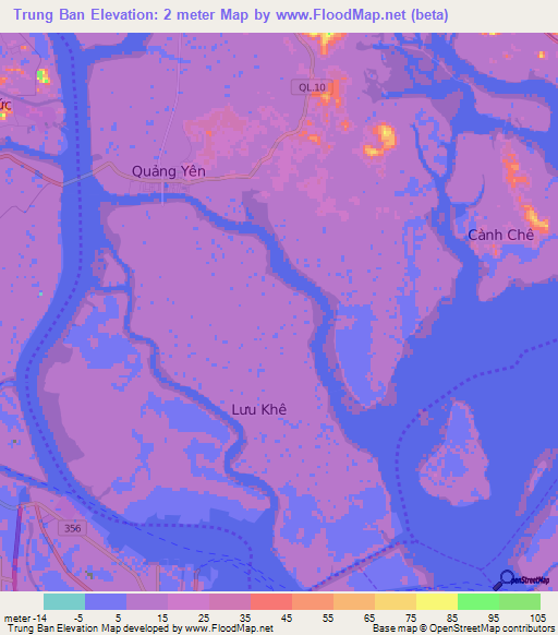 Trung Ban,Vietnam Elevation Map