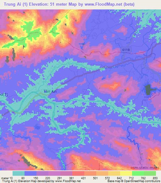 Trung Ai (1),Vietnam Elevation Map