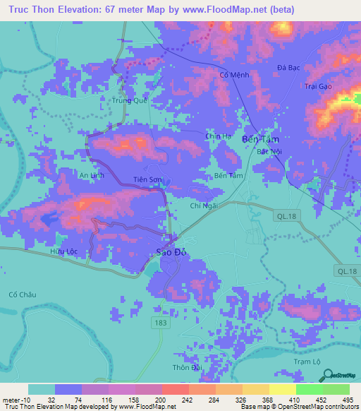 Truc Thon,Vietnam Elevation Map