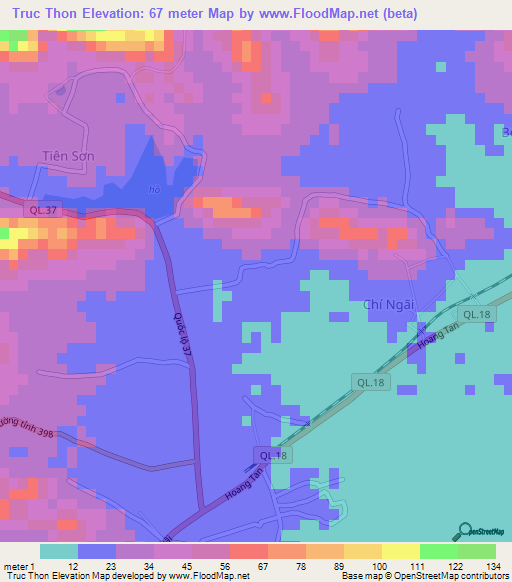 Truc Thon,Vietnam Elevation Map