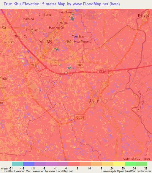 Truc Khu,Vietnam Elevation Map