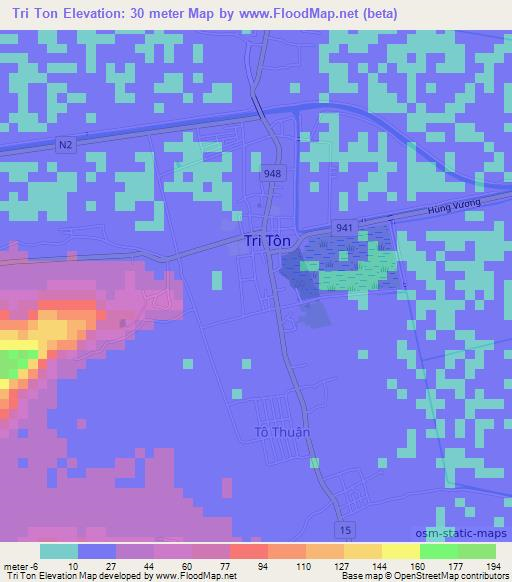 Tri Ton,Vietnam Elevation Map