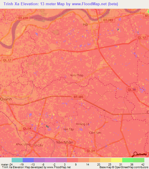 Trinh Xa,Vietnam Elevation Map