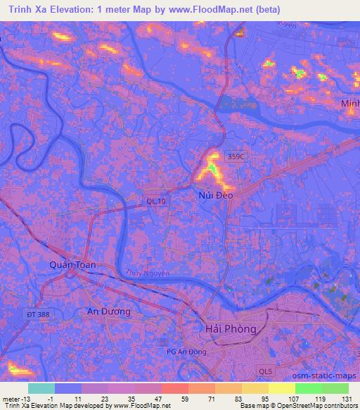 Trinh Xa,Vietnam Elevation Map