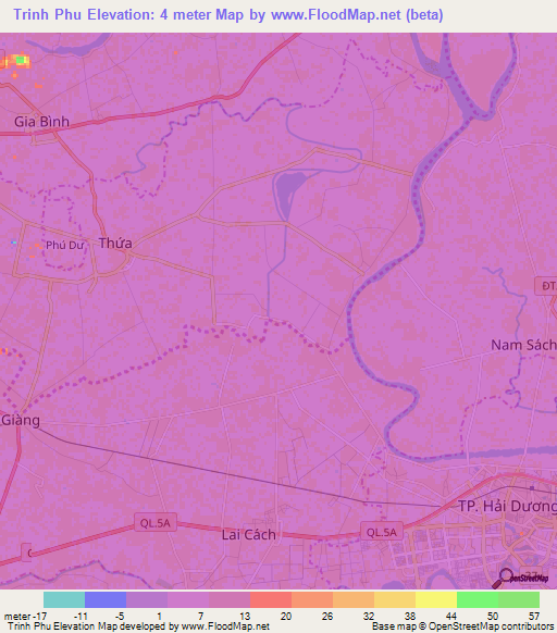 Trinh Phu,Vietnam Elevation Map