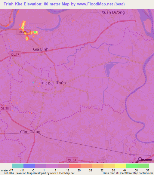 Trinh Khe,Vietnam Elevation Map