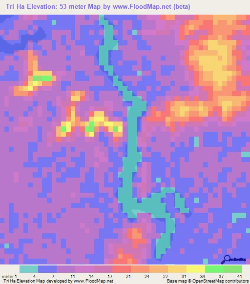 Tri Ha,Vietnam Elevation Map