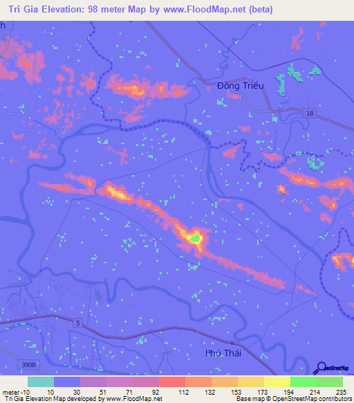 Tri Gia,Vietnam Elevation Map