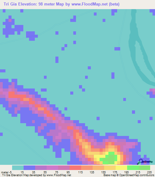 Tri Gia,Vietnam Elevation Map