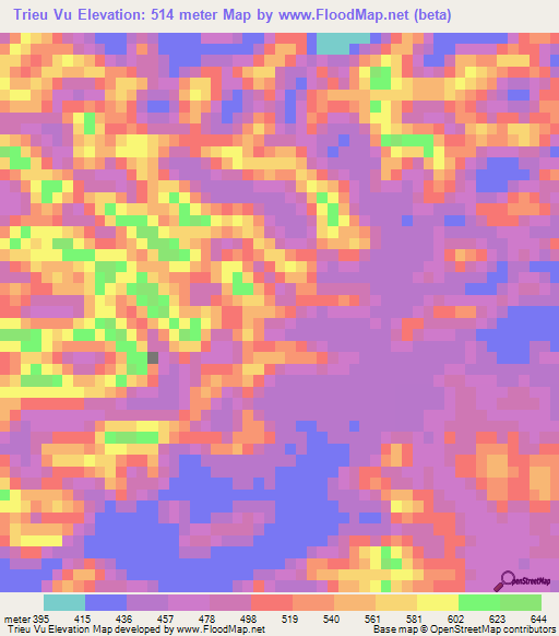 Trieu Vu,Vietnam Elevation Map