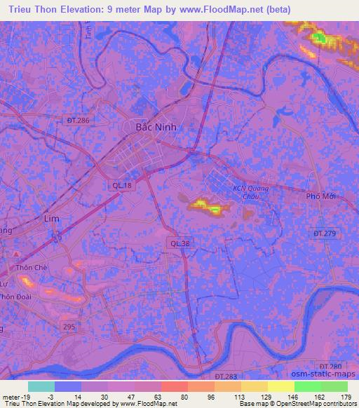 Trieu Thon,Vietnam Elevation Map