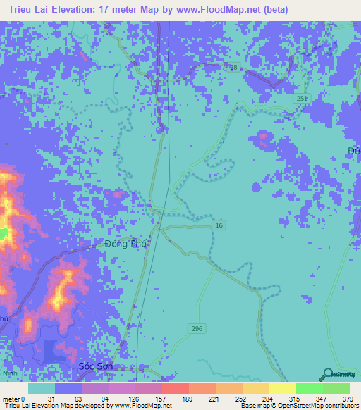 Trieu Lai,Vietnam Elevation Map