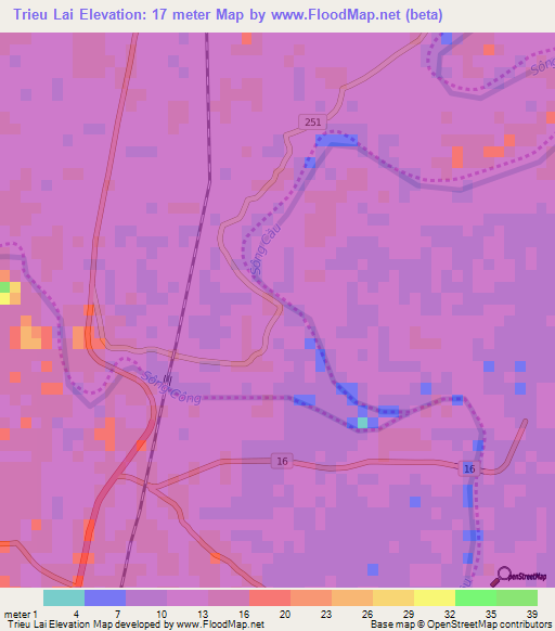 Trieu Lai,Vietnam Elevation Map