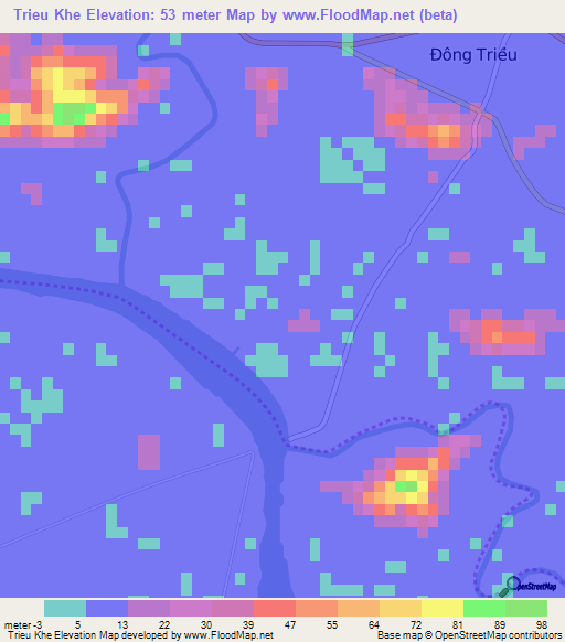 Trieu Khe,Vietnam Elevation Map