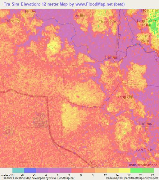 Tra Sim,Vietnam Elevation Map