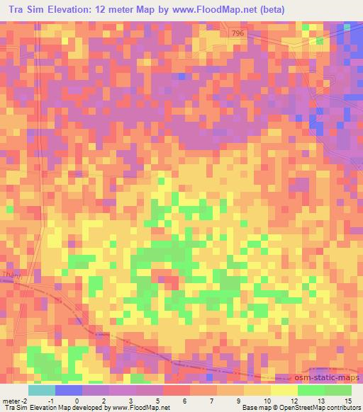 Tra Sim,Vietnam Elevation Map