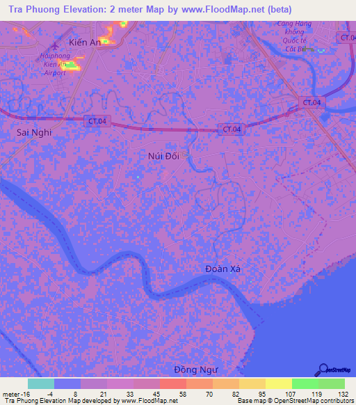 Tra Phuong,Vietnam Elevation Map