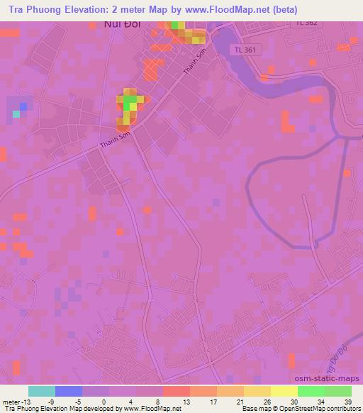 Tra Phuong,Vietnam Elevation Map