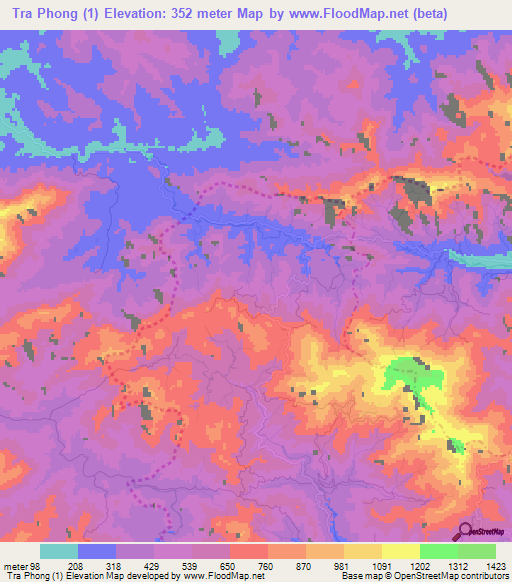 Tra Phong (1),Vietnam Elevation Map