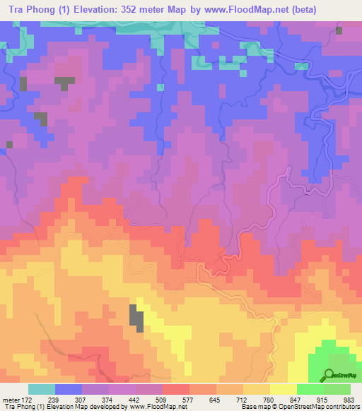 Tra Phong (1),Vietnam Elevation Map