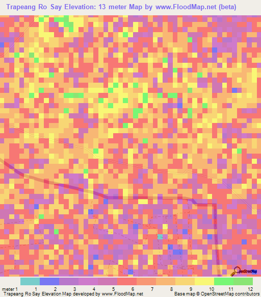 Trapeang Ro Say,Vietnam Elevation Map