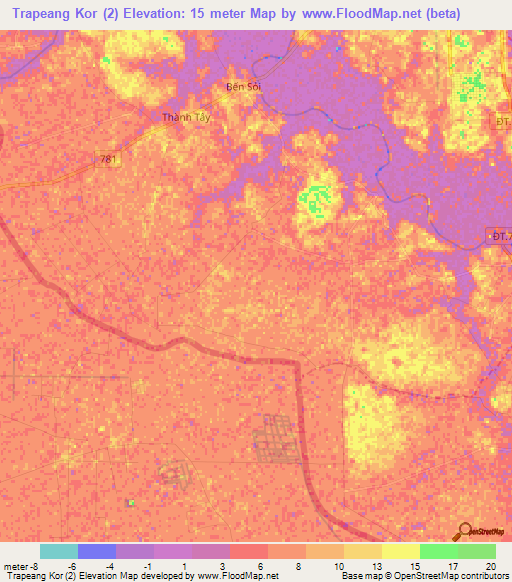 Trapeang Kor (2),Vietnam Elevation Map