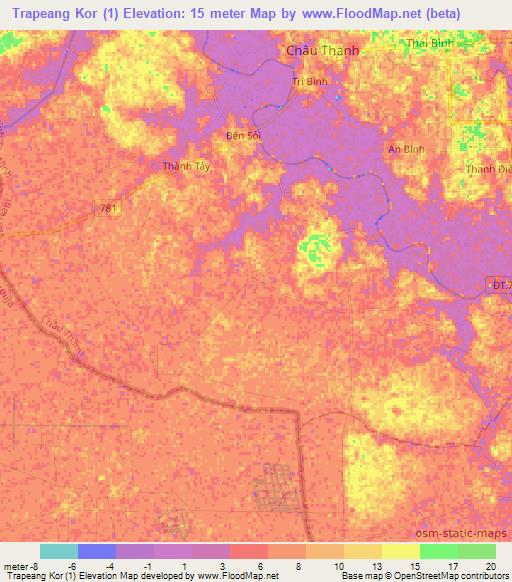 Trapeang Kor (1),Vietnam Elevation Map