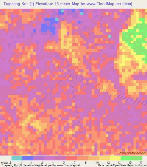 Trapeang Kor (1),Vietnam Elevation Map