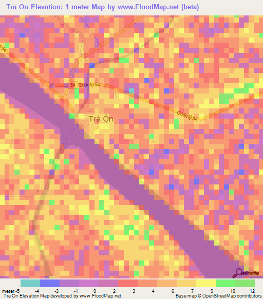 Tra On,Vietnam Elevation Map