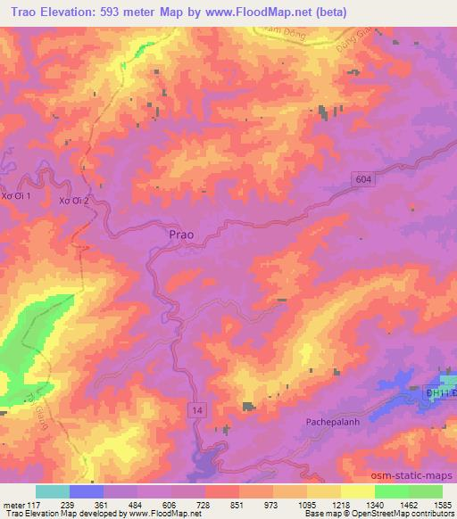 Trao,Vietnam Elevation Map