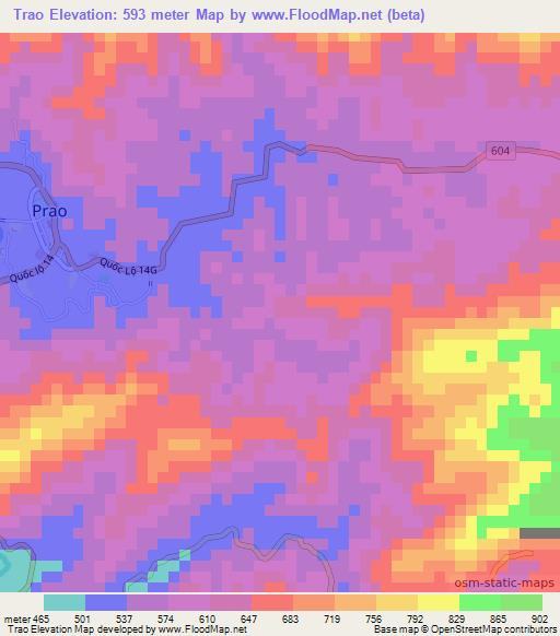 Trao,Vietnam Elevation Map