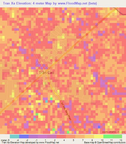 Tran Xa,Vietnam Elevation Map