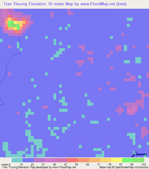 Tran Thuong,Vietnam Elevation Map