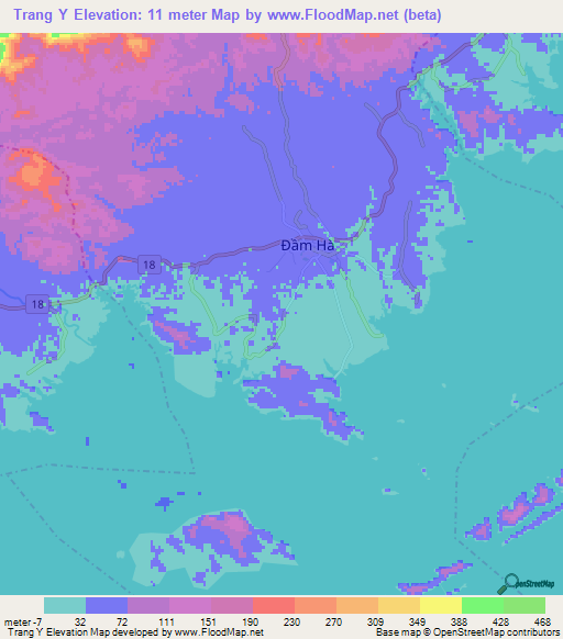 Trang Y,Vietnam Elevation Map