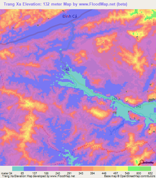 Trang Xa,Vietnam Elevation Map