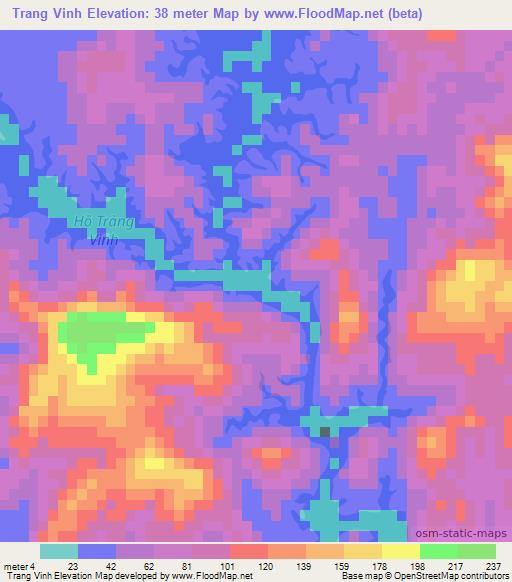 Trang Vinh,Vietnam Elevation Map