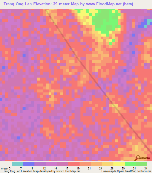 Trang Ong Len,Vietnam Elevation Map