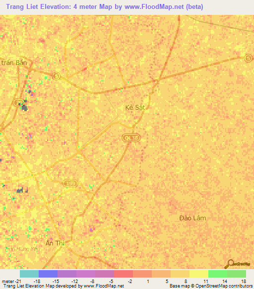 Trang Liet,Vietnam Elevation Map