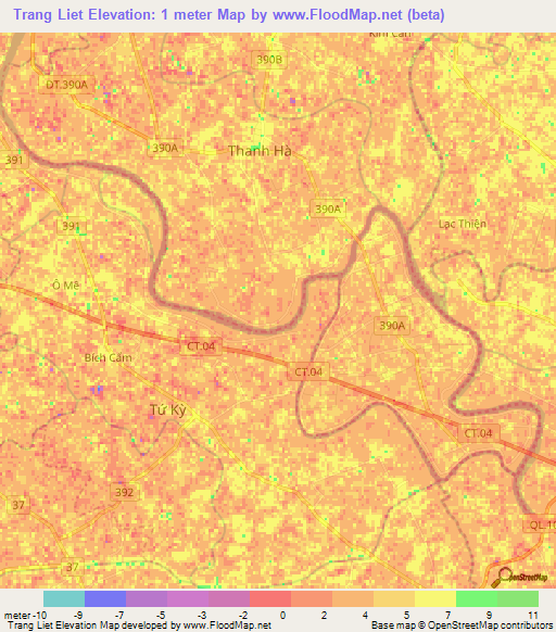 Trang Liet,Vietnam Elevation Map