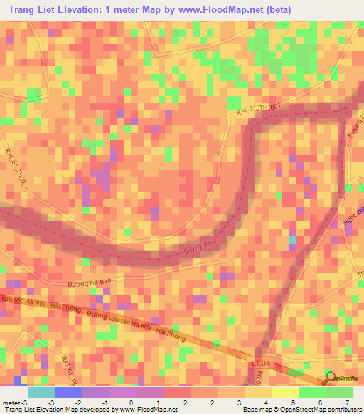 Trang Liet,Vietnam Elevation Map