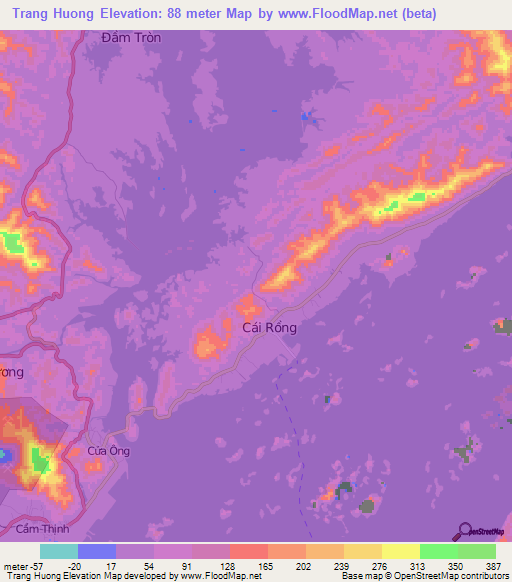 Trang Huong,Vietnam Elevation Map