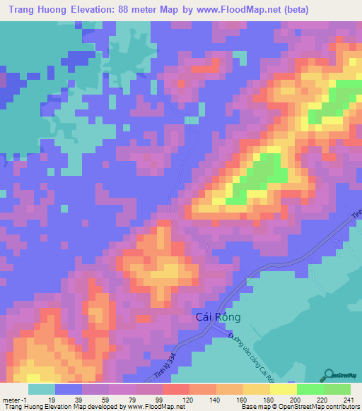 Trang Huong,Vietnam Elevation Map