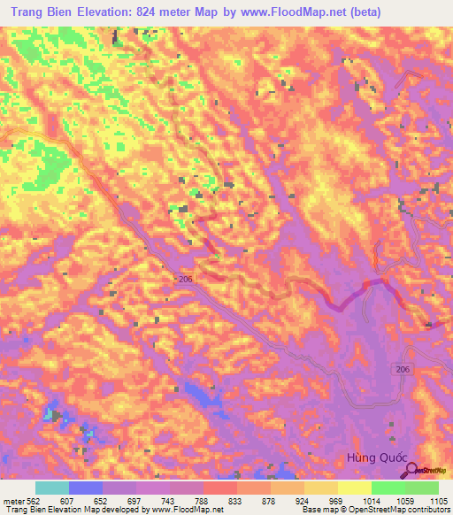 Trang Bien,Vietnam Elevation Map