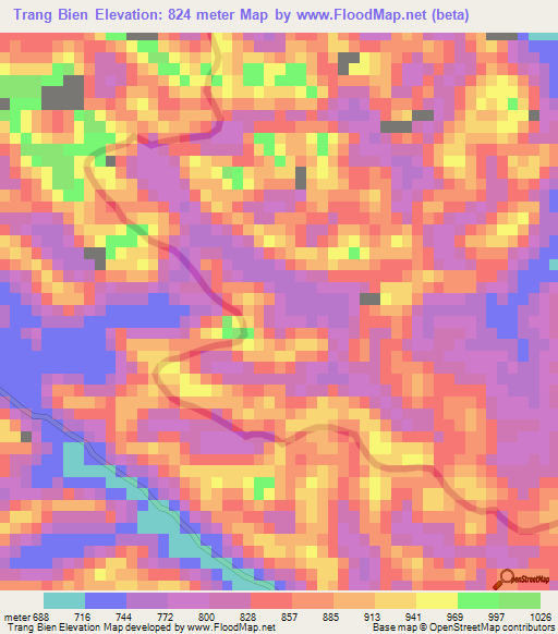 Trang Bien,Vietnam Elevation Map