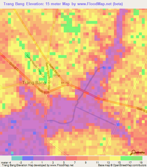 Trang Bang,Vietnam Elevation Map