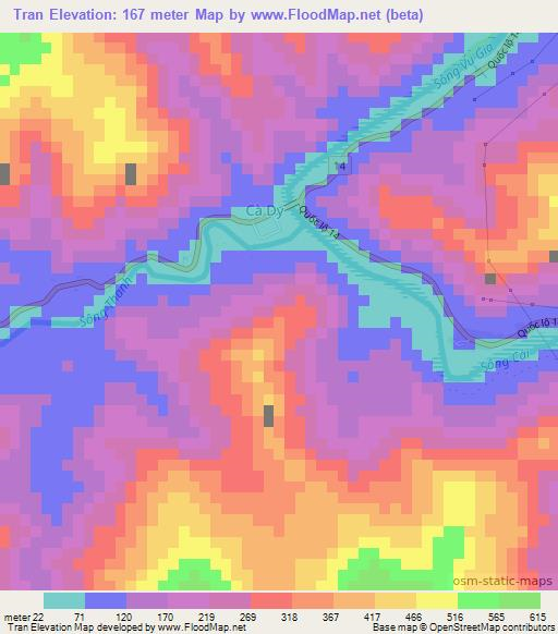 Tran,Vietnam Elevation Map