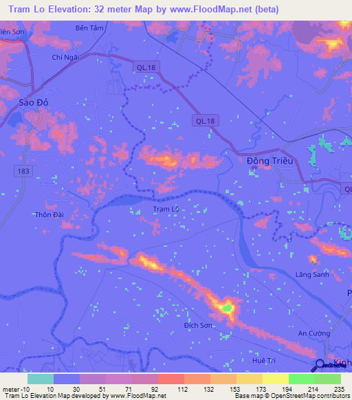 Tram Lo,Vietnam Elevation Map